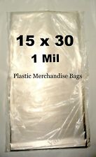 100 Clear Flat Plastic Merchandise Bags 15x30 1 Mil Large Bags 15x 30