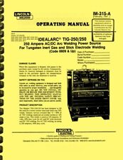 Lincoln Welders Idealarc Tig 250250 Welding Power Source Owner Operating Manual