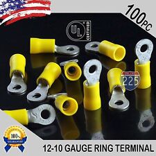 100 Pack 12 10 Gauge 8 Stud Insulated Vinyl Ring Terminals Tin Copper Core Us