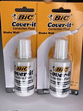2 Bic Cover It White Out Correction Fluid Liquid Paper 07oz Each Brand New
