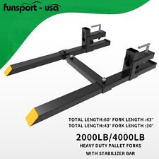 4000lb2000lb Bucket Fork Clamp On Loader Quick Attach Fork With Stabilizer Bar