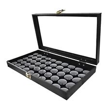 1 Glass Top Lid Black 50 Jar Box Case Display Gems Body Jewelry Gold Nuggets