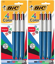 Bic 6 Pcs Retractable Ballpoint Pen 1mm Multicolor Ink Blue Barrel Pack Of 2