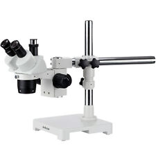 Amscope 20x 40x 80x Trinocular Stereo Microscope On Single Arm Boom Stand