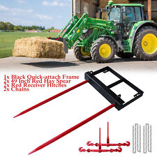 Bucket Dual 49inch Hay Bale Spear Attachment Front Loader Tractor Skid Steer Us
