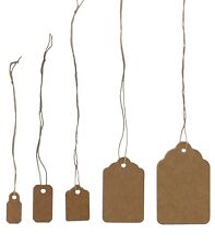 100 Pcs Kraft Jewelry Paper Price Tags Khaki Tags With Strings Many Size