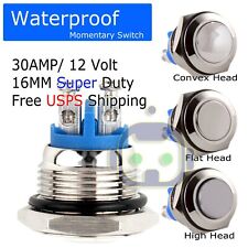 30a Metal Head Horn Push Momentary Waterproof Switch 12v16mm 58 Starter Button