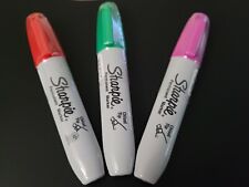 New Sharpie Permanent Markers Chisel Tip Red Green Magenta Set Of 3