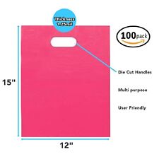 100 Pack 12 X 15 With 125 Mil Thick Pink Merchandise Plastic Retail Bags