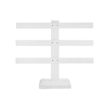 10 X 9 White Faux Leather 3 Bars Earring Stand Display Jewelry Showcase