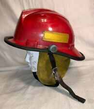 Vintage Bullard Red Fireman Hard Hat Helmet Fire Dome Neck Guard Fh 2100