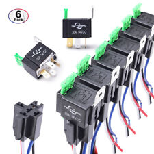 6x 12v Spst 5pin Automotive Relay Switch Harness Kit 30a Fuse 14awg Hot Wires