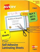 4 Sheets Avery 73601 Self Adhesive Laminating Sheets 9 X 12 B2g1