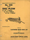 Massey-harris Vintage 500 Disc Plow Parts Manual 1952