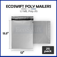 25 12x155 Ecoswift White Poly Mailers Shipping Envelopes Self Seal Bags 17mil