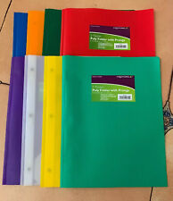 Wexford 2 Pocket Poly Folder With Prongs Assorted Colors Lot Of 8 G