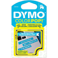 Dymo Color Pop Label Maker Tape 12 W X 10 L White Print On Blue Glitter