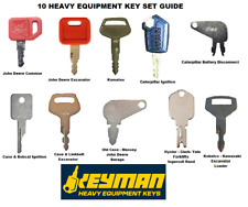10 Heavy Construction Equipment Ignition Key Set Cat Jd Kobelco Komatsu Case