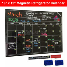 Magnetic Refrigerator Whiteboard Dry Erase Monthly Calendar Eraser Markers 16x12