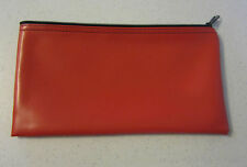1 Red Vinyl Zipper Bank Bag Money Jewelry Pouch Coin Currency Wallet Coupons