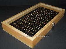 Natural Wood Glass Top Lid Black 144 Ring Jewelry Display Storage Box Case