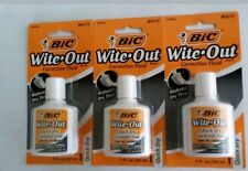 3x Bic White Out Wite Out Quick Dry Correction Fluid Foam Brush 7oz