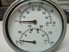 Boiler Gauge Tridicator 60 260 F 0 50 Psi 12 Lm Mnt 3 Shank 3 12 Dial