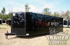 New 2023 85x24 V Nose Enclosed Cargo Car Trailer Toy Hauler With Blackout Package