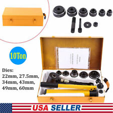 10 Ton Hydraulic Knockout Punch Hand Pump Hole Tool Driver Kit 6 Dies Case