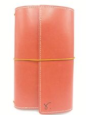 Coral Tri Fold Sojourner Leather Travelers Notebook B6 Slim With 4 Elastics