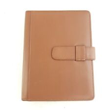 Day Timer 7 Ring Brown Tan Leather Planner Tab Closure Binder Notebook Cover