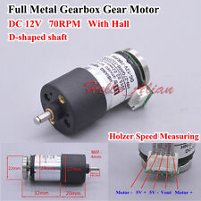 Dc 12v 70rpm Large Torque Full Metal Gearbox Gear Motor D Shaft With Hall Sensor