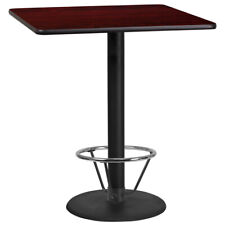 36 Square Restaurant Bar Height Table With Mahogany Laminate Top And Foot Ring