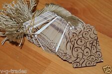 Lot 100 Scalloped Cocoa Print 1 X 1 58 Paper Merchandise Price Tags With String