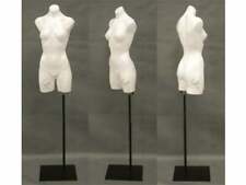 Adult Female White Plastic Torso Dress Form Mannequin With Adjustable Base