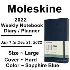 Moleskine 2022 Weekly Notebook Planner Large Hard Cover Sapphire Blue