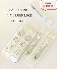 Care Touch 20 Ps Sterile 1cc Luer Lock Syringe 1ml No Needle Latex Free