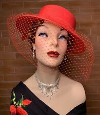 Vintage 40s 50s Mannequin Realistic Female Torso Glass Eyes Hat Display Bust