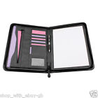 A4 Zipped Conference Folder Business Leather Document Portfolio Free Notepad