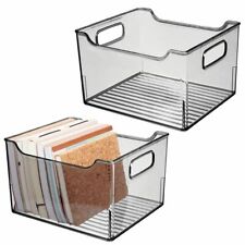 Mdesign Plastic Office Storage Bin Container Desk Organizer 2 Pack Gray