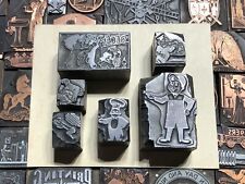 Antique Vtg Cartoon Comics People Letterpress Print Type Cut Ornament Block Lot