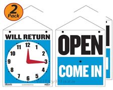 2 Pack Will Return Clock Sign W Open Sign On Back 75 X 9 Fast Free Ship