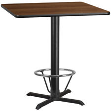42 Square Restaurant Bar Height Table With Walnut Laminate Top And Foot Ring