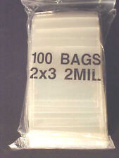 A Big Lot Of 100 One Hundred Resealable 2 X 3 Small Plastic Bags