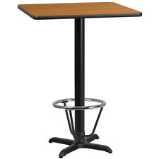30 Square Restaurant Bar Height Table With Natural Laminate Top And Foot Ring