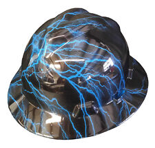 Hydro Dipped Hard Hat Msa Full Brim Blue Lightning