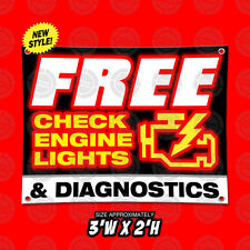 3x2 Free Check Engine Lights Amp Diagnostics Banner Open Display Sign Auto Shop