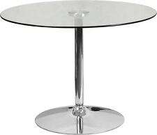 3925 Round Restaurant Glass Table With Chrome Base Outdoor Cafe Table