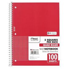 Mead Spiral Notebook 1 Subject Quad Ruled Paper 100 Sheets 10 12 X 7 1