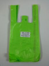 500 Qty Lime Green Plastic T Shirt Retail Shopping Bags With Handles 8x5x16 Sm